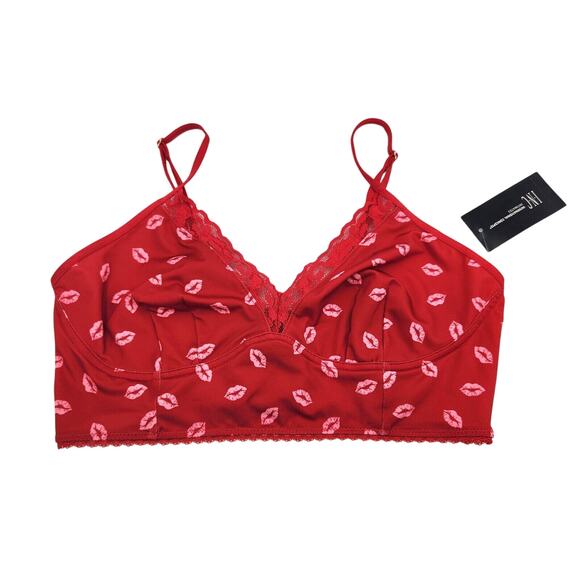 I.N.C. International Concepts Women Red Kiss Semi-Sheer Wireless Bralette Size L - Picture 2 of 3